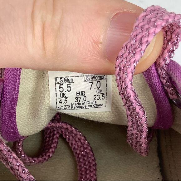 VANS Lurex Pink True Glitter Lace Tie Skater Sneakers Shoes Women Sz 7 Men 5.5 - Picture 9 of 10